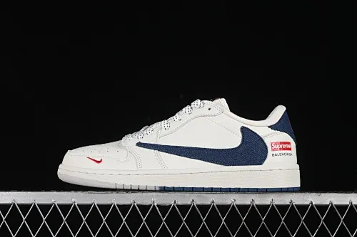 All categories Air Jordan Jordan series basketball shoes Air Jordan 1 Low High-end customized low-top sneakers Travis Scott x Fragment Design x Air Jordan 1 Low OG SP AJ1 Joe 1 Supreme joint-off-white blue denim hook low-top cultural casual sneakers JH6088-608